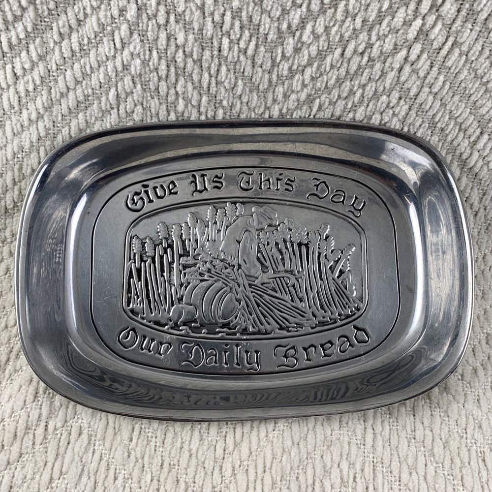 Wilton Columbia Pewter Give‎ Us This Day Our Daily Bread Serving Dish USA Made